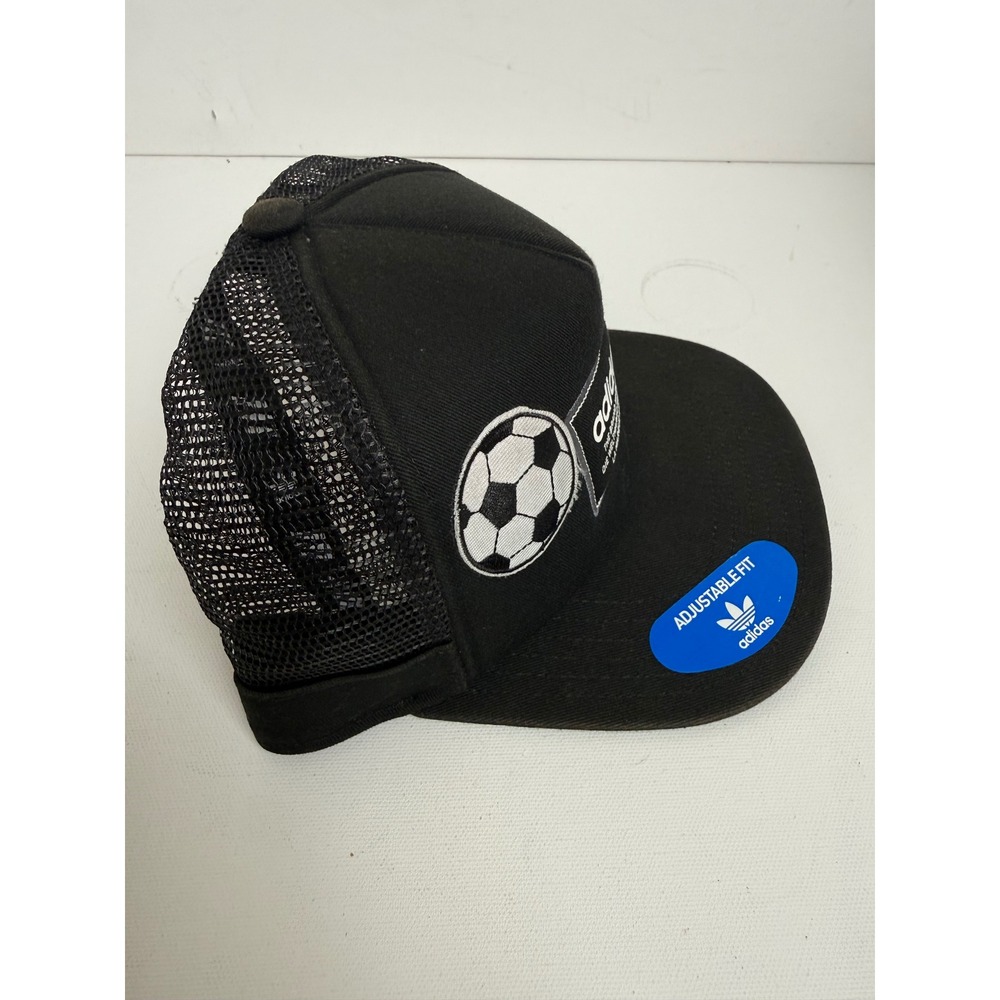 Adidas Trucker Hat Mens OSFM Black Cotton Soccer Patch Snapback Mesh Cap - Picture 2 of 11